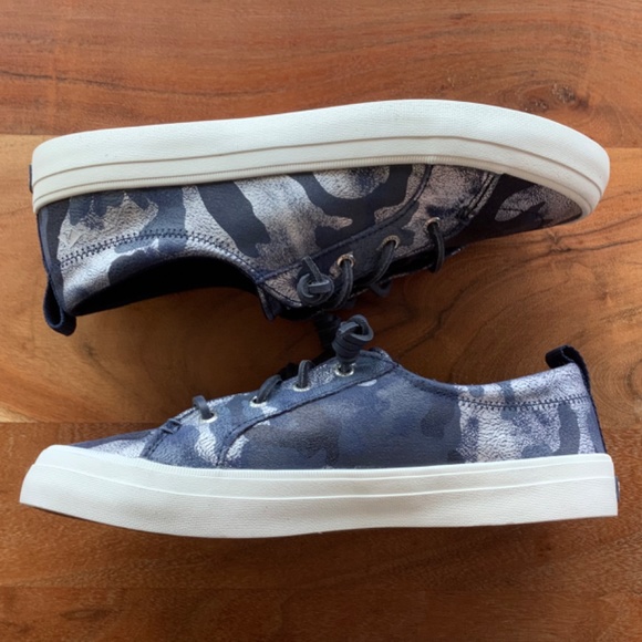 New Sperry crest vibe leather sneakers camo metallic 8.5 - Picture 2 of 5